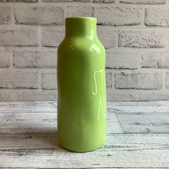 Rae Dunn Ceramic Bright Green Stayin Alive Vase - Picture 4 of 4